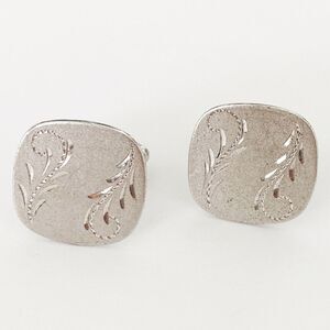 Vintage sterling silver Anson etched design square cuff links